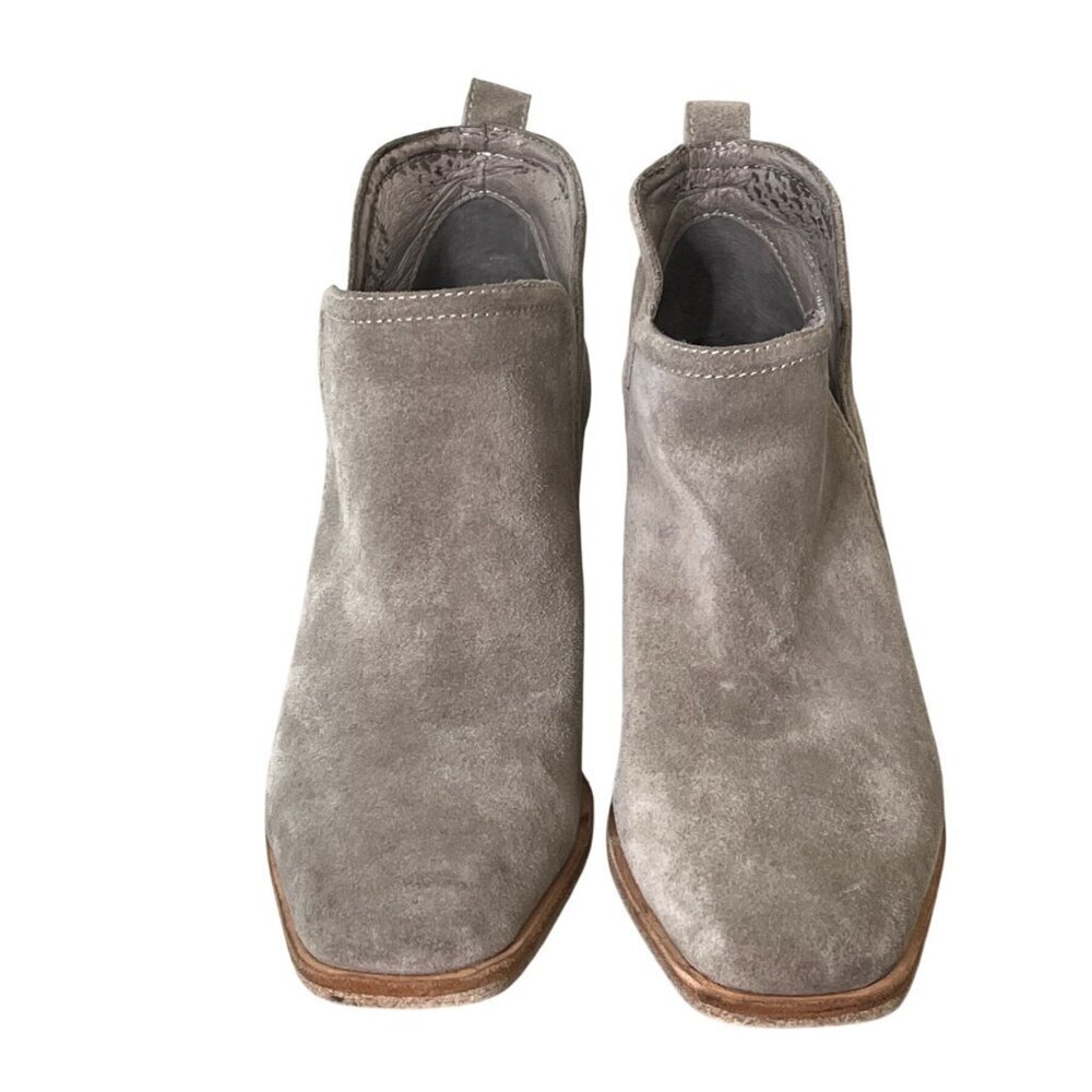 Jeffrey Campbell Rosalee Taupe Suede Booties Size 8.5 Chunky Heel - Picture 3 of 7